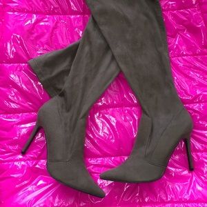 Olive Green Thigh High Boots